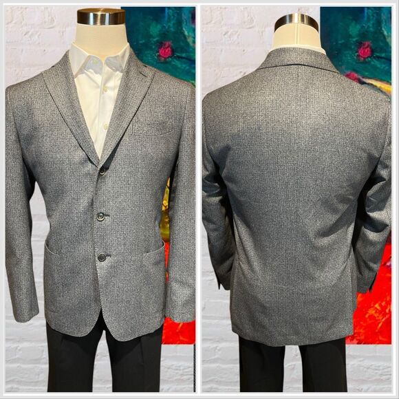 Saks Italy 42R Unstructured Blue Gray Freely Lanificio Comero Sport Coat Jacket - Picture 5 of 15